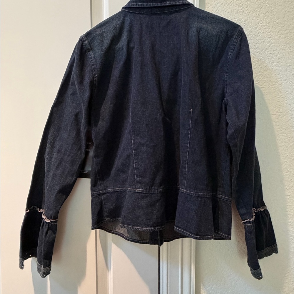 Karen Kane Denim Button-Front Jacket with Ruffled Bell Sleeves - Picture 3 of 3